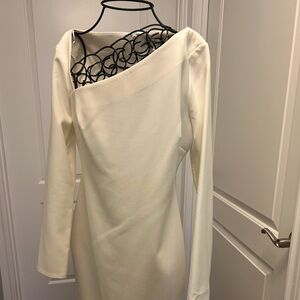 Likely Cream Long-Sleeve Mini Dress